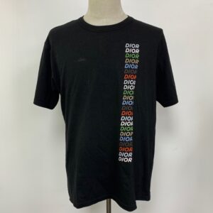 DIOR BLACK CLOTHES TSHIRT SHORT SLEEVE MULTI LOGO #L
